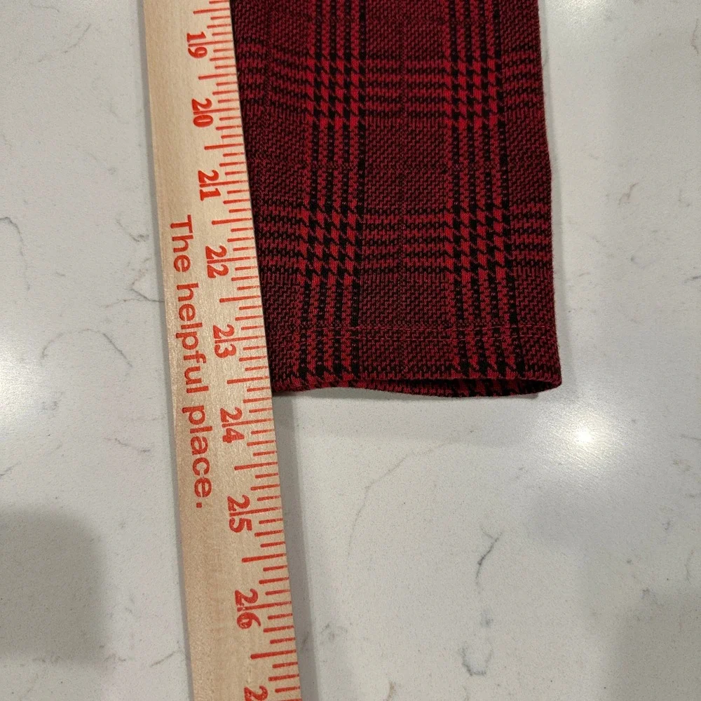 Art Class Girls Red Black Plaid Leggings Size M 7/8 Glen Check Stretch Pants